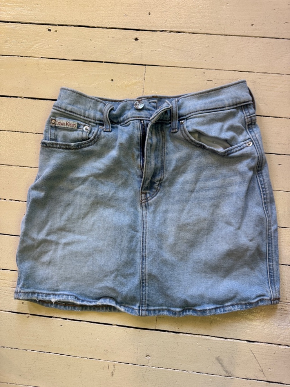 Calvin Klein Washed Light Blue Denim Mini Skirt
